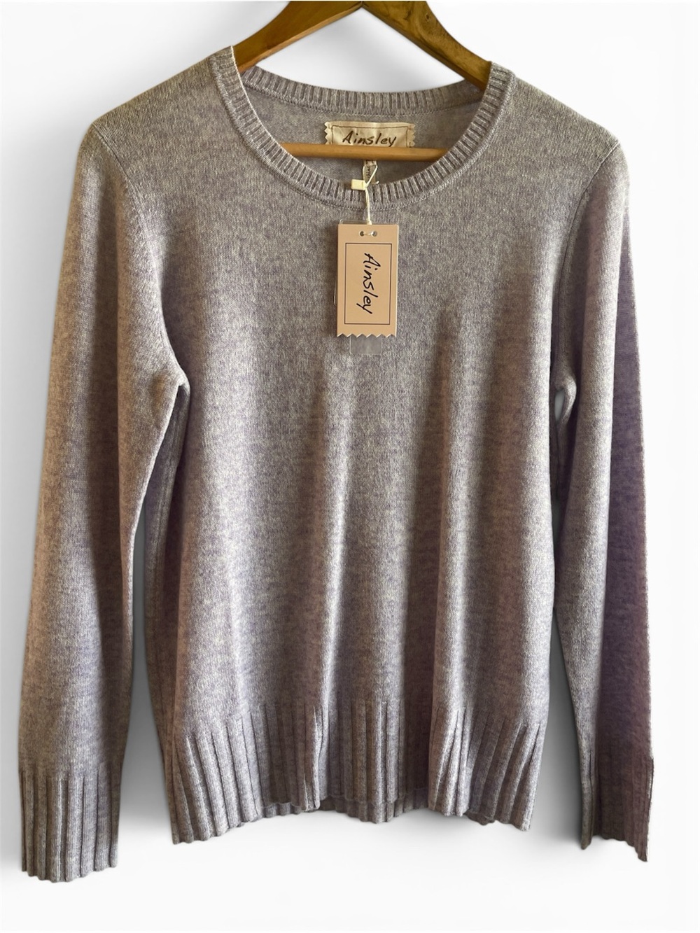 Ainsley Cashmere Lavender Crewneck Sweater NWT size M